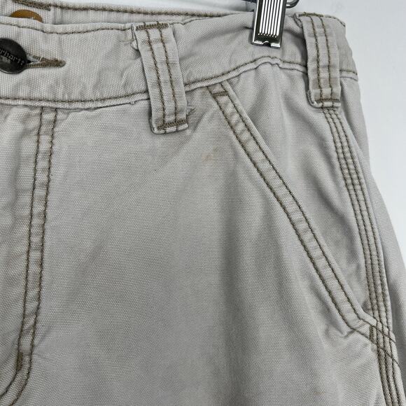 DISTRESSED- Carhartt Men's Size 31 Relaxed Fit Work Cargo Shorts Tan Khaki Beige - Picture 7 of 14